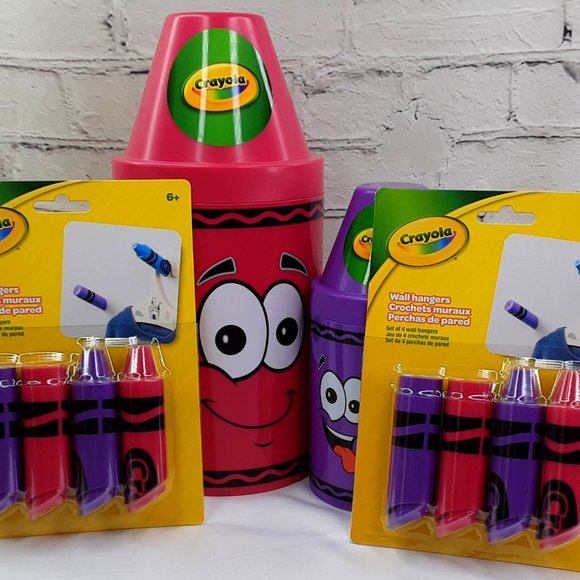 'CRAYOLA' CRAYON SHAPE STORAGE BINS & HANGING PEGS 12 PIECE SET - Picture 15 of 16